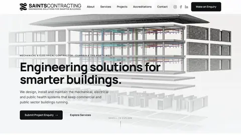Saints Contracting website homepage